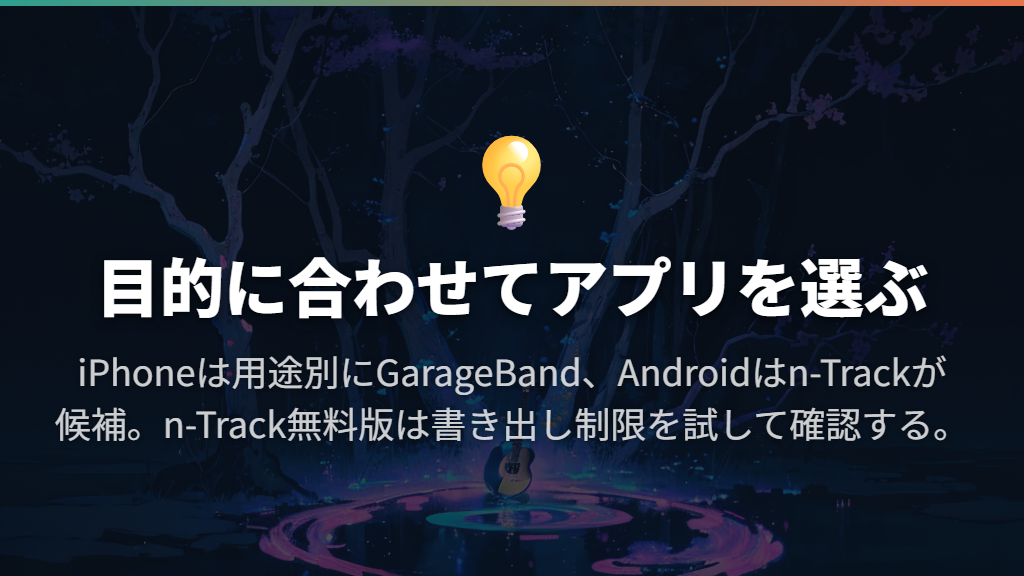 iPhoneはGarageBand、Androidはn-Trackを候補にする