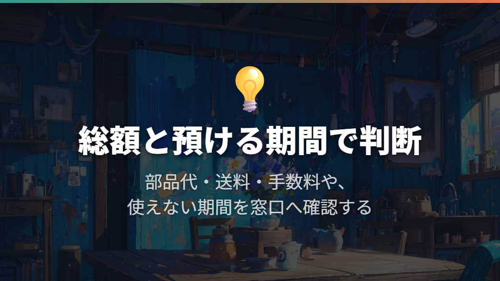 部品購入か修理かは、総額と預ける期間で決める
