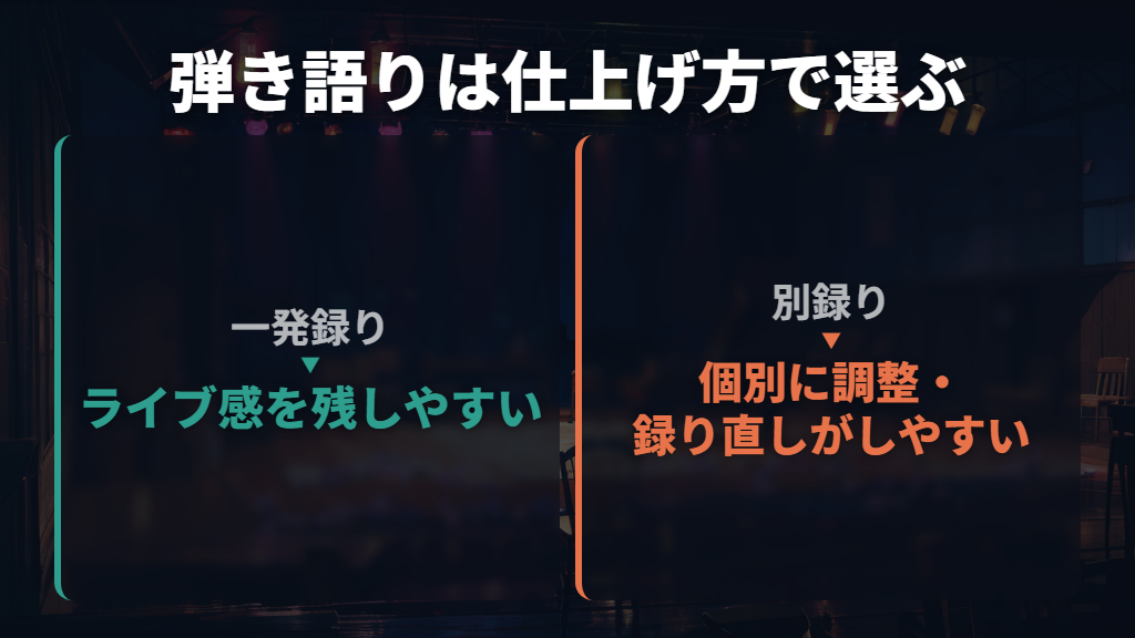 弾き語りは一発録りと別録りを使い分ける