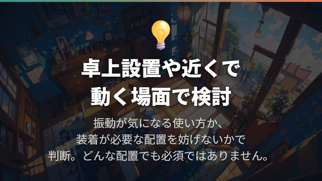 必要性が高いのは卓上設置や周囲で動く場面