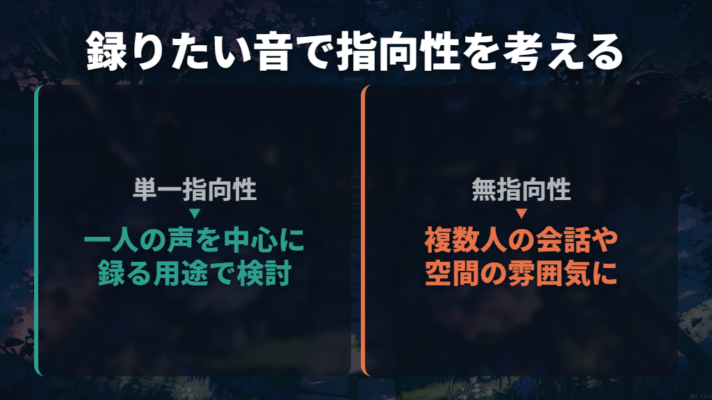 指向性を確認し、マイクの種類だけで買い替えを決めない